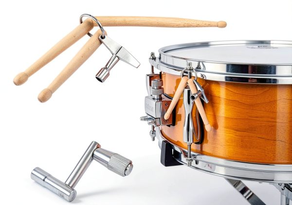 Musical Drum Key Stainless Steel Silver + Wood-3