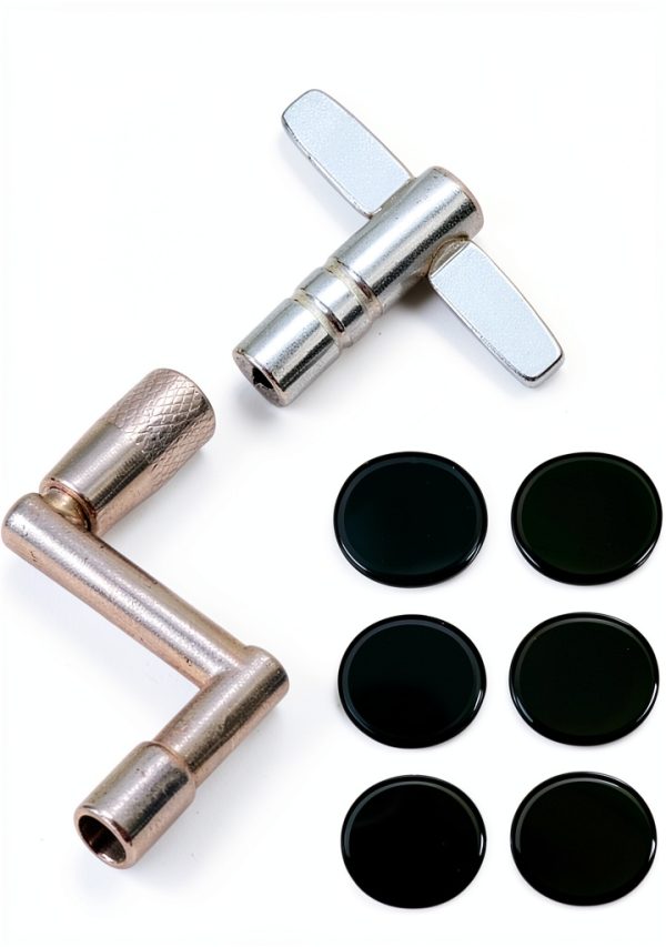 Drum Tuning Key Silver Black Metal Alloy-0