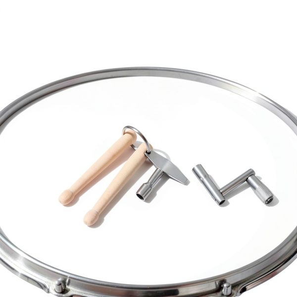 Musical Drum Key Stainless Steel Silver + Wood-5
