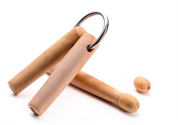Musical Drum Key Stainless Steel Silver + Wood-4